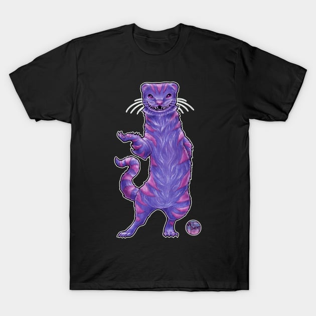 The Cheshire Cat Ferret - White Outlined Version T-Shirt by Nat Ewert Art